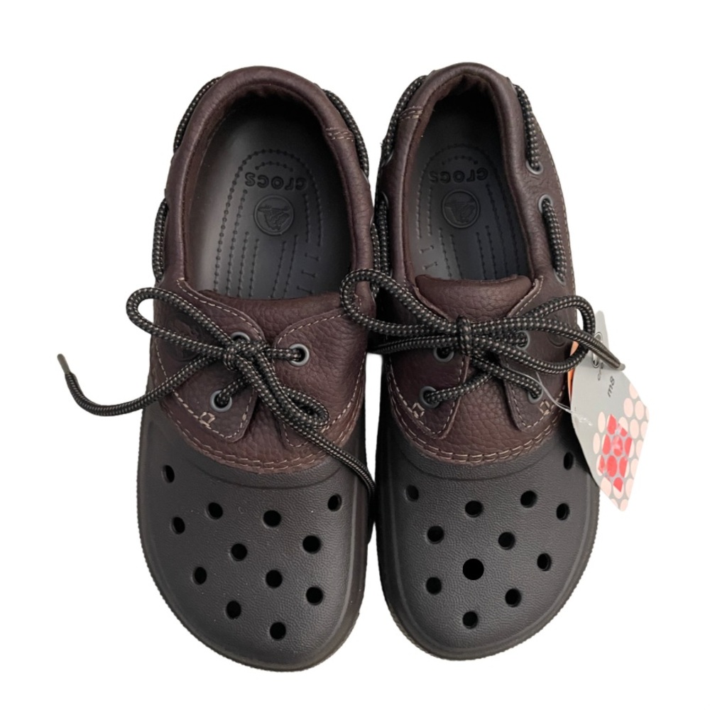 NWT CROCS Dark Brown Lace-Up Shoes Sz 8